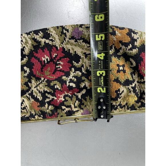 Vintage Mod Flora Floral Tapestry Handbag Carpet Bag Clutch 60s 50s - Picture 6 of 7